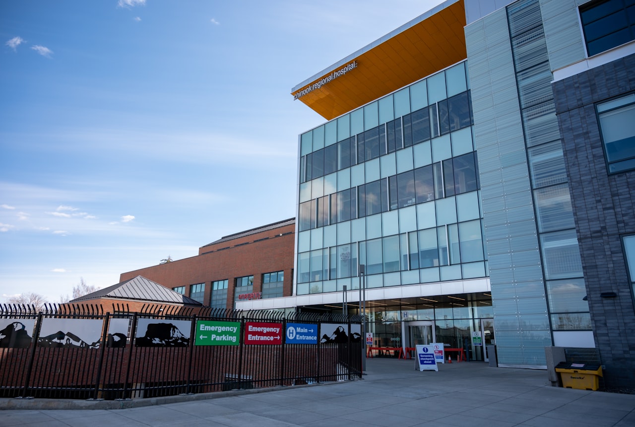 Modern regional hospital entrance